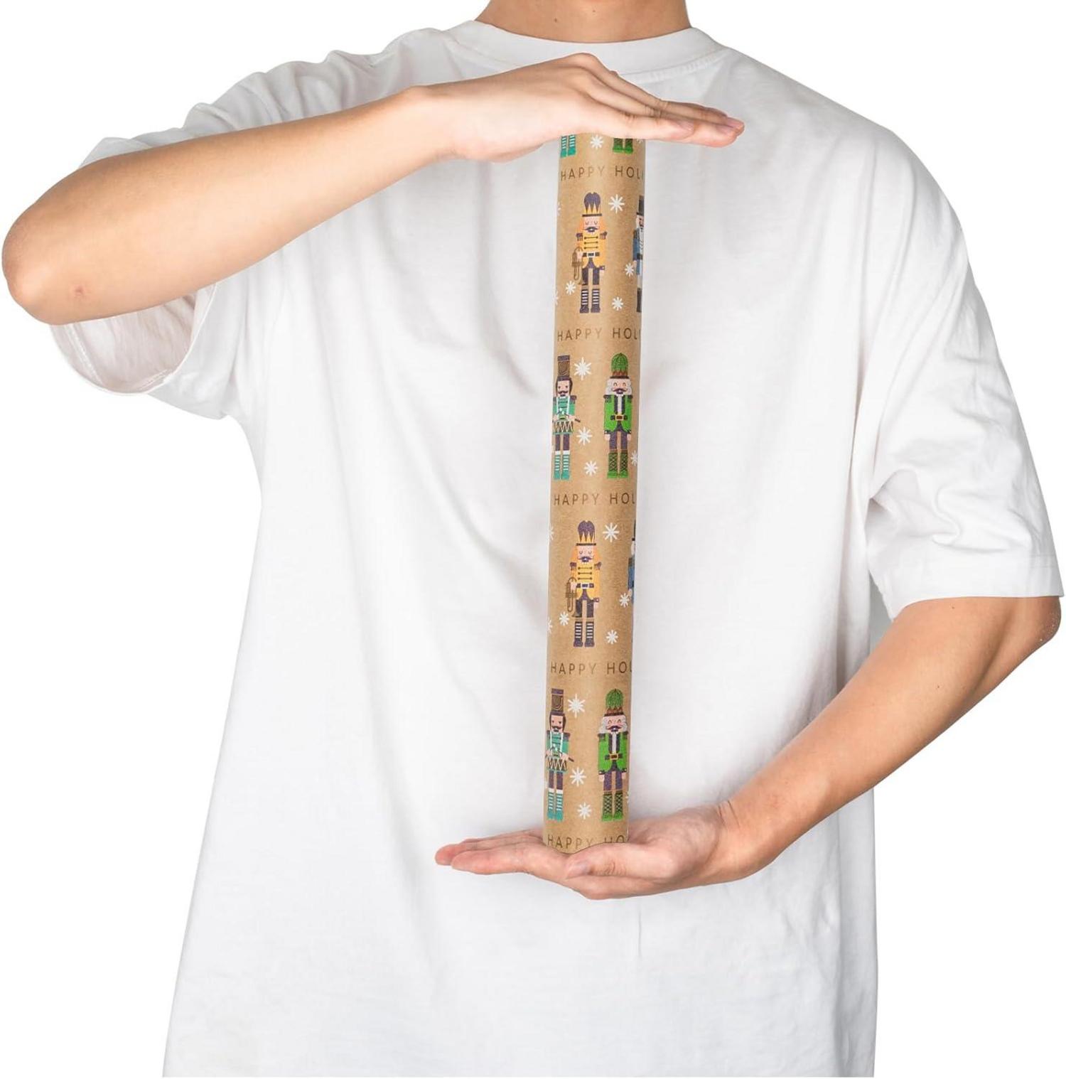Weihnachts-Geschenkpapier Jumbo-Rolle Kraftpapier Nussknacker Design
