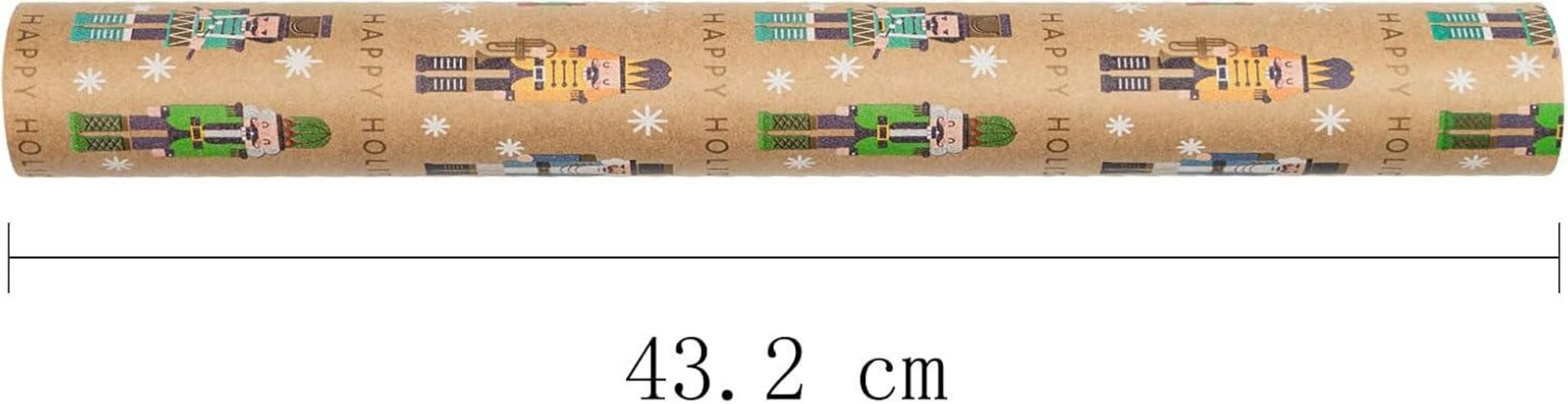 Weihnachtsgeschenkpapier Kraftpapier Nussknacker Design 43,2cm x 10m