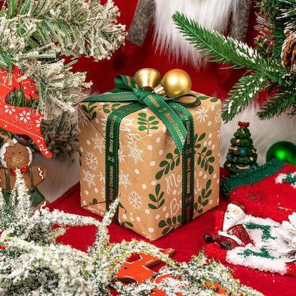 Kraft-Weihnachtsgeschenkpapier Mini-Rolle 3 Rollen 43,2 x 305cm Merry