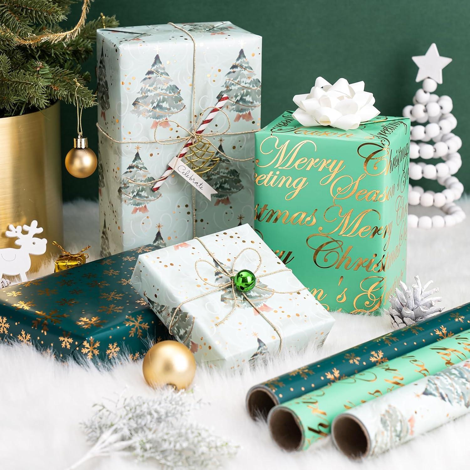 Weihnachts-Geschenkpapierrolle Set 3 Rollen 43,2 x 305