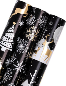 Weihnachts-Geschenkpapierrolle mit metallischem Glanz - Rentierfamilie