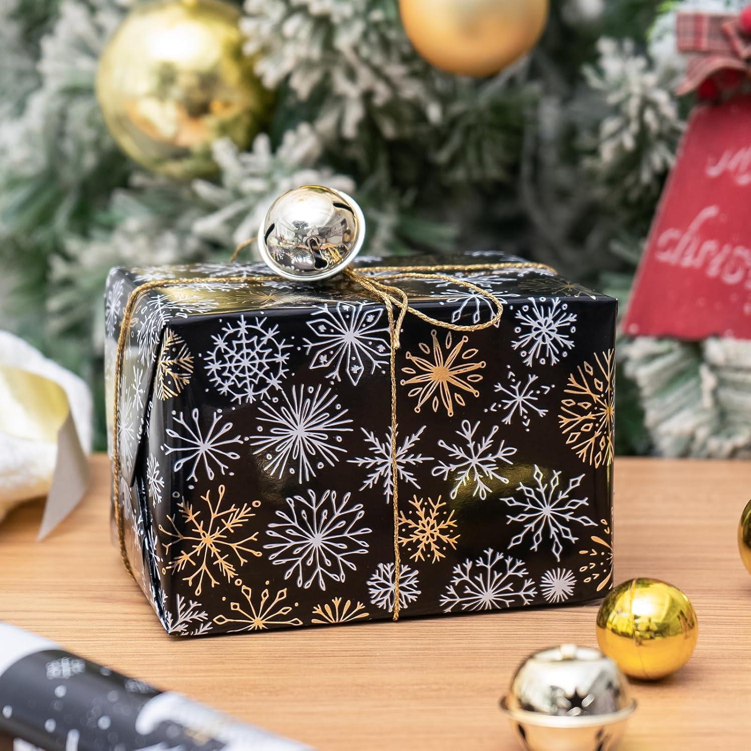 Weihnachts-Geschenkpapierrolle mit metallischem Glanz - Rentierfamilie