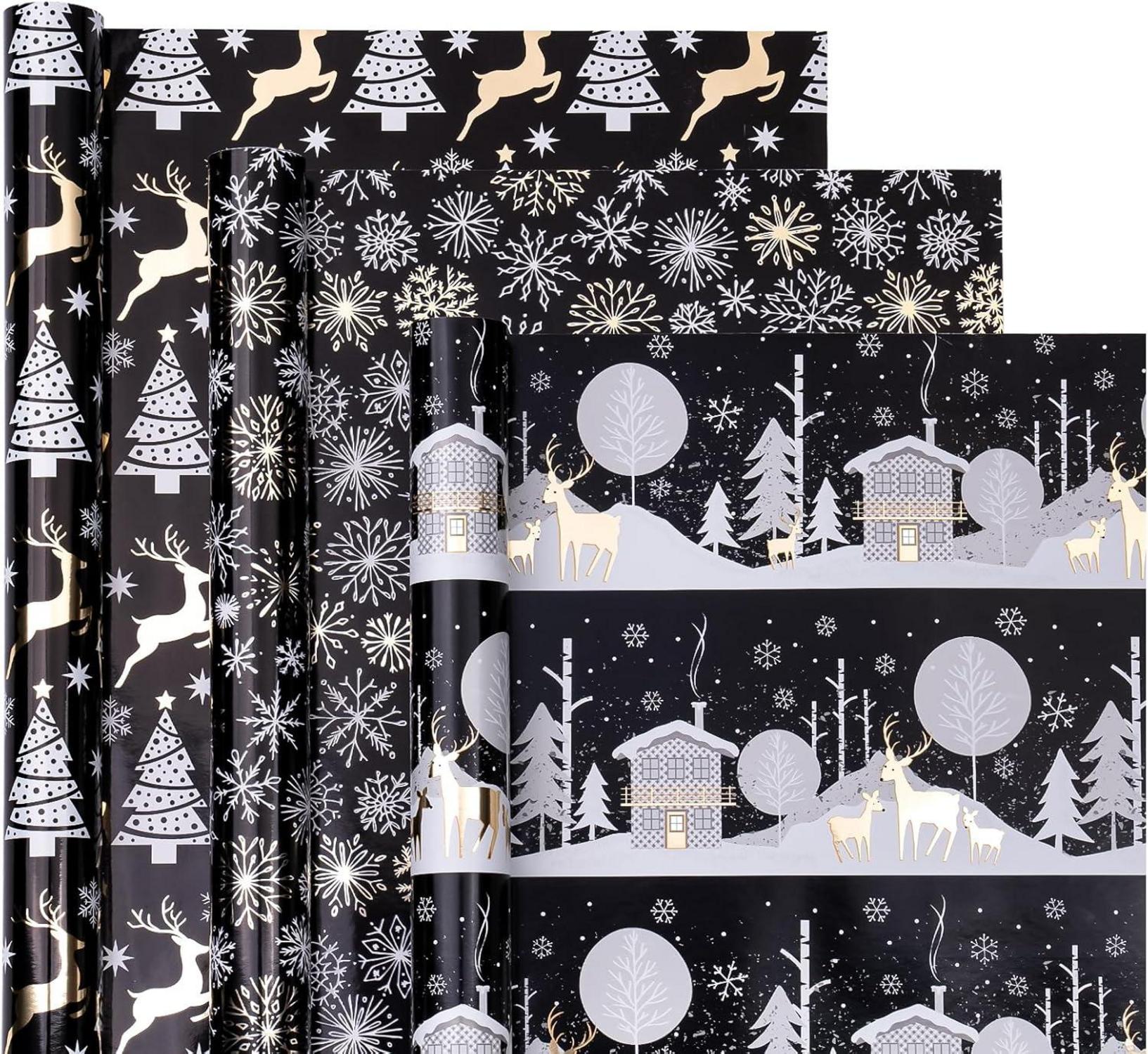 Weihnachts-Geschenkpapierrolle Rentier Schneeflocken-Mini-Rolle 3