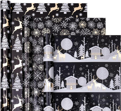 Weihnachts-Geschenkpapierrolle Rentier Schneeflocken-Mini-Rolle 3