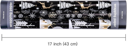 RUSPEPA Weihnachtsgeschenkpapier Mini-Rolle 3 Rollen Rentier Schneeflocken