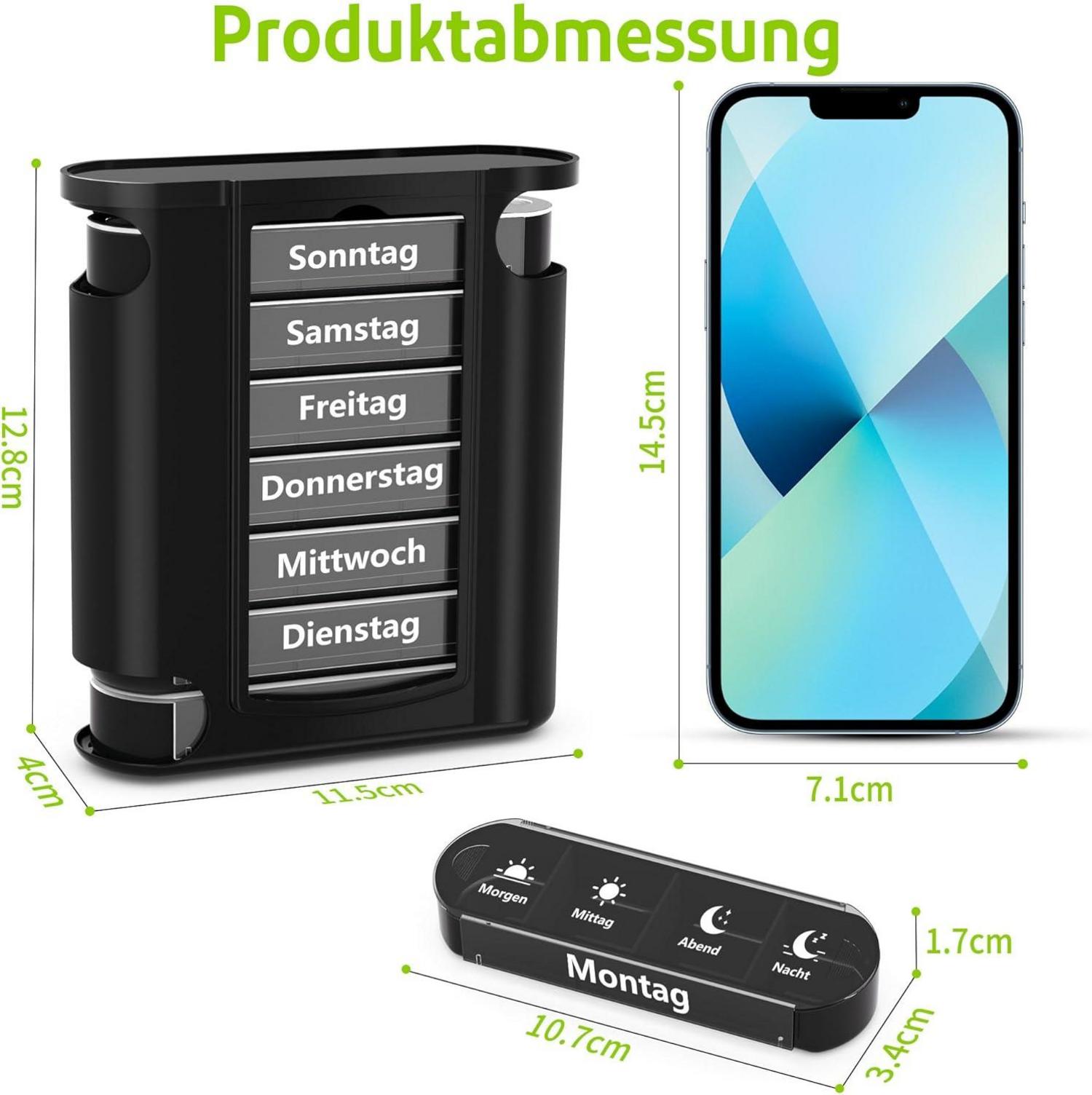 Tablettenbox 7 Tage mit 4 Fächern für