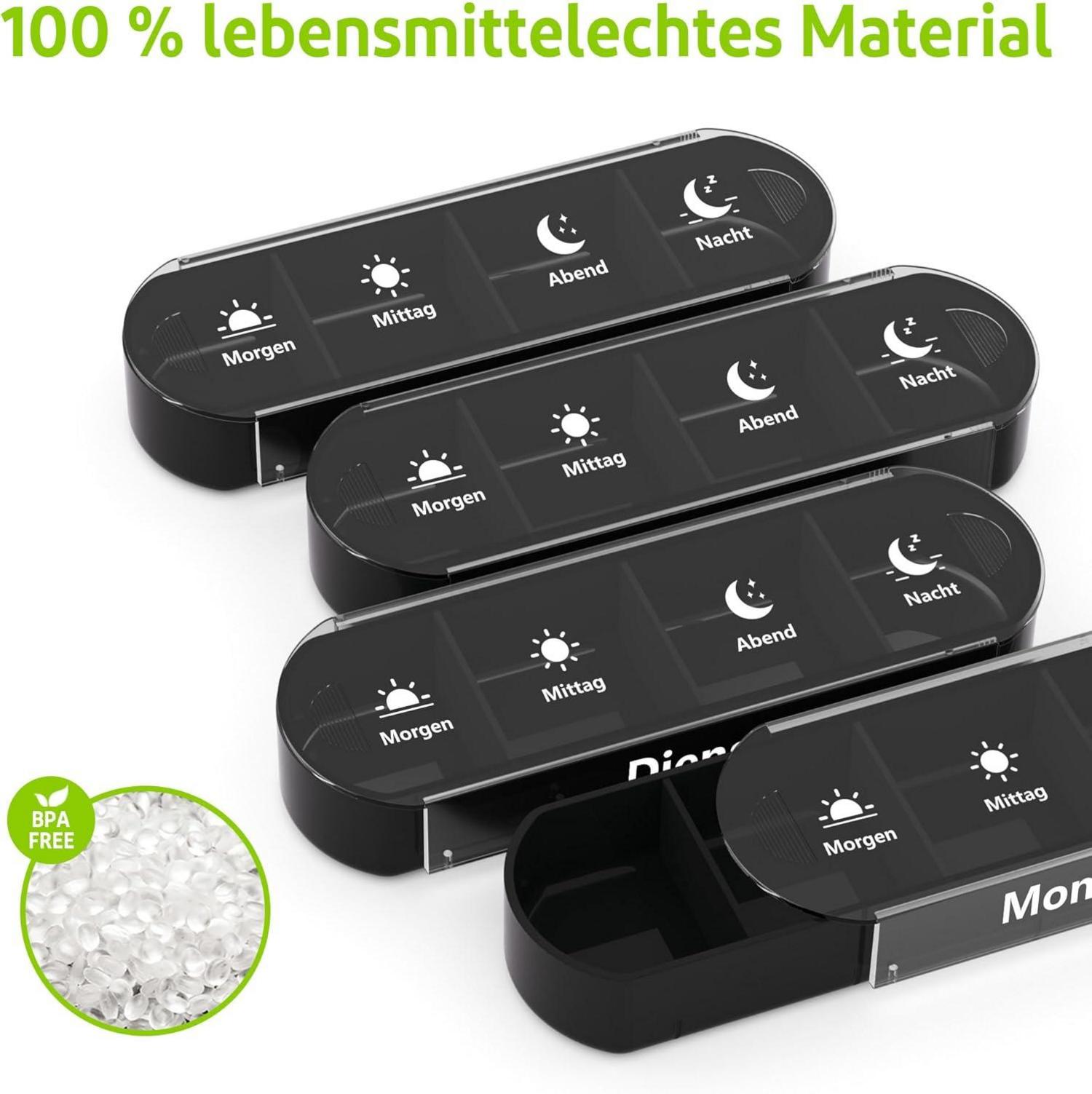 Pillenbox 7 Tage 4 Fächer Morgen Mittag Abend Nacht Organizer