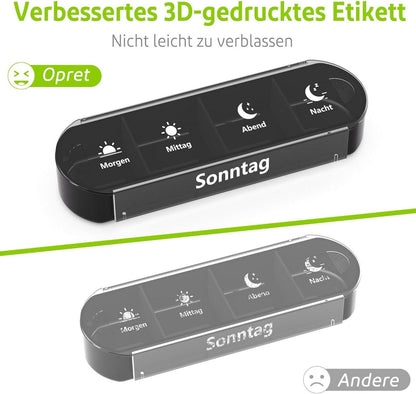 Pillenbox 7 Tage mit 4 Fächern für Morgens Mittags Abends Nachts