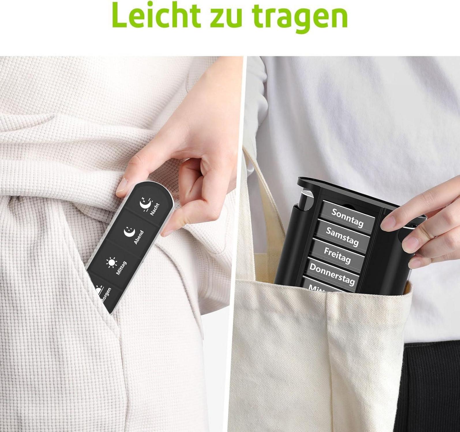 Pillenbox 7 Tage 4 Fächer Morgen Mittag Abend Nacht Organizer