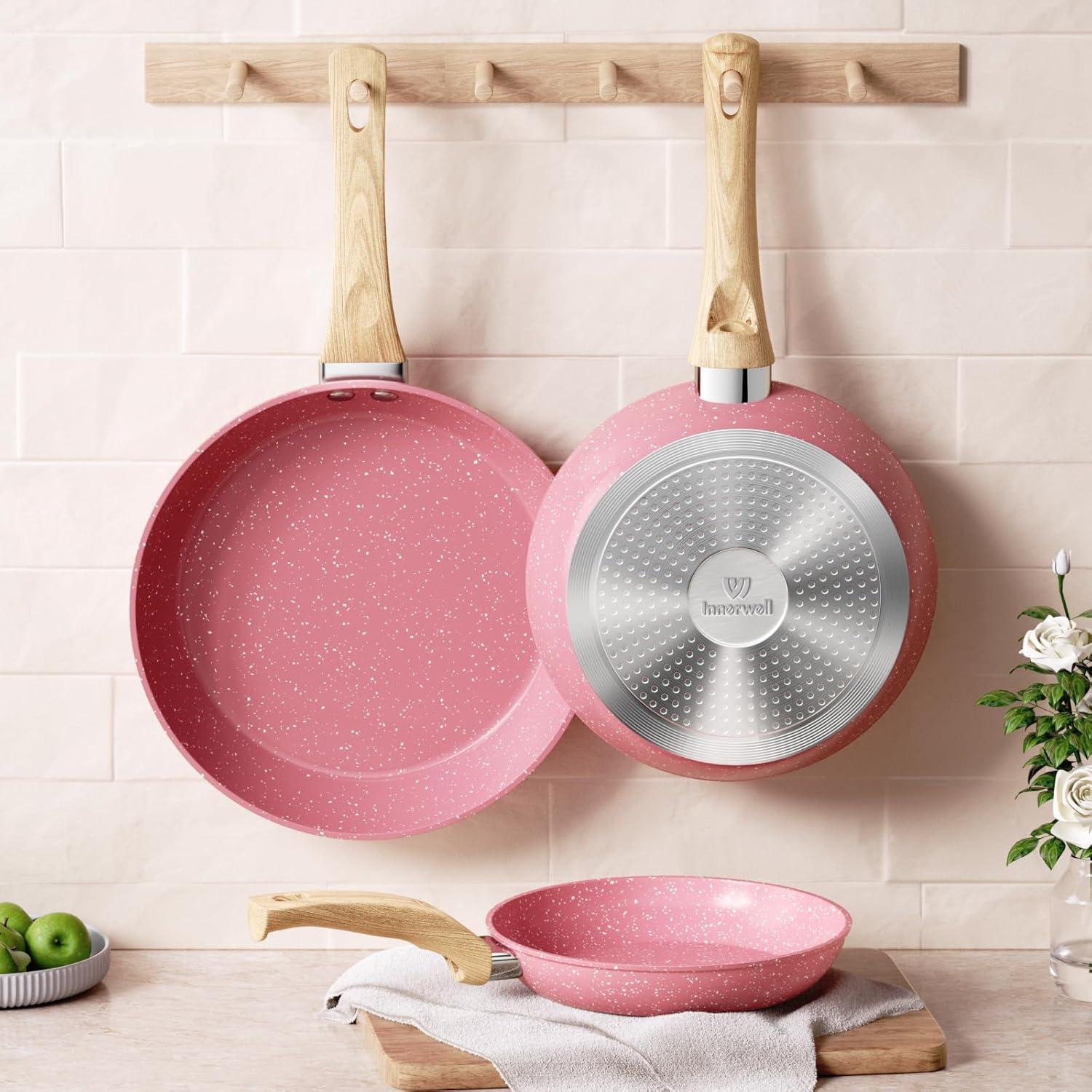 24cm Rosa Antihaft Bratpfanne Induktion PFOA-frei Alle Herde