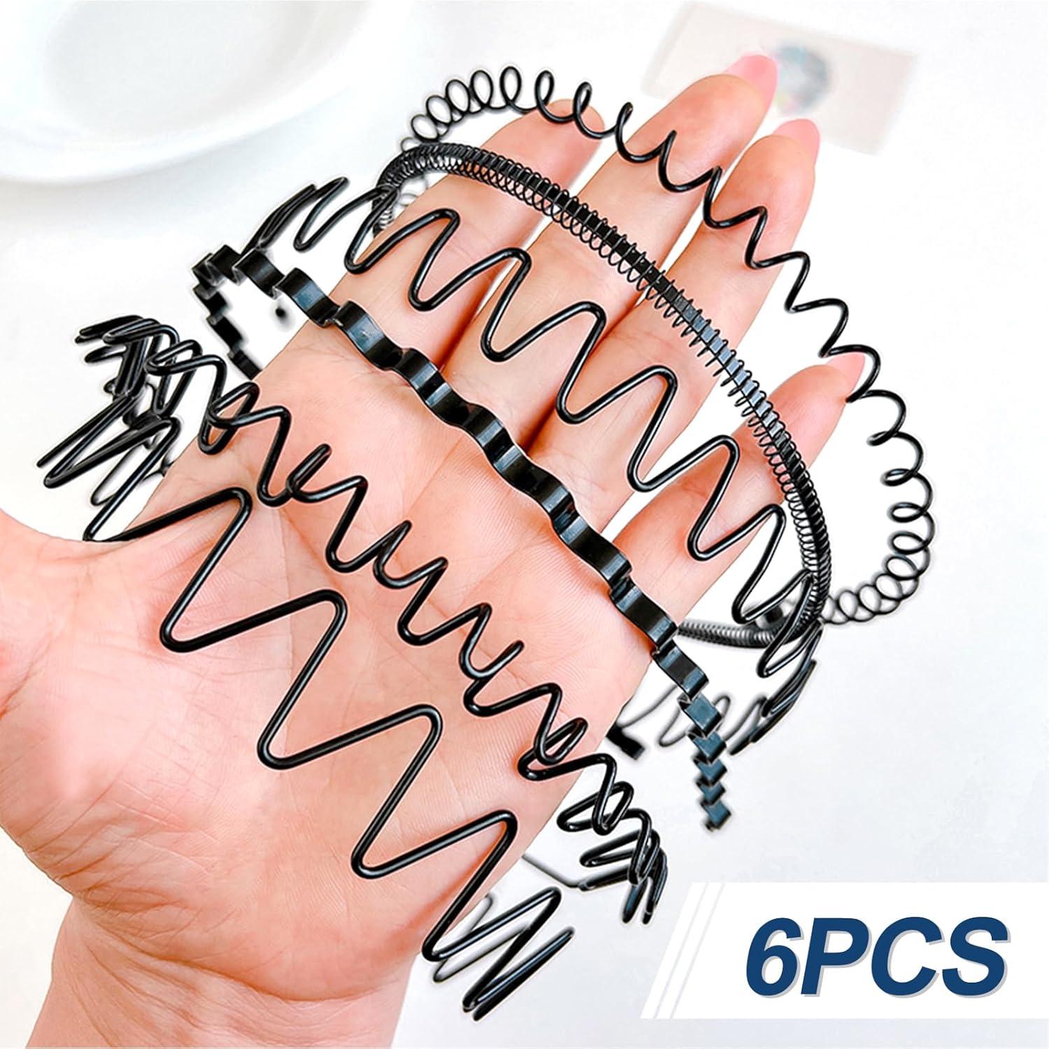 6er Set Metall Haarreifen Schwarz für Männer und Frauen - Sportliches Stirnband Yoga Accessories