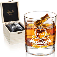 Whiskyglas 50. Geburtstag 1974 in Holzkiste, Geschenk Männer