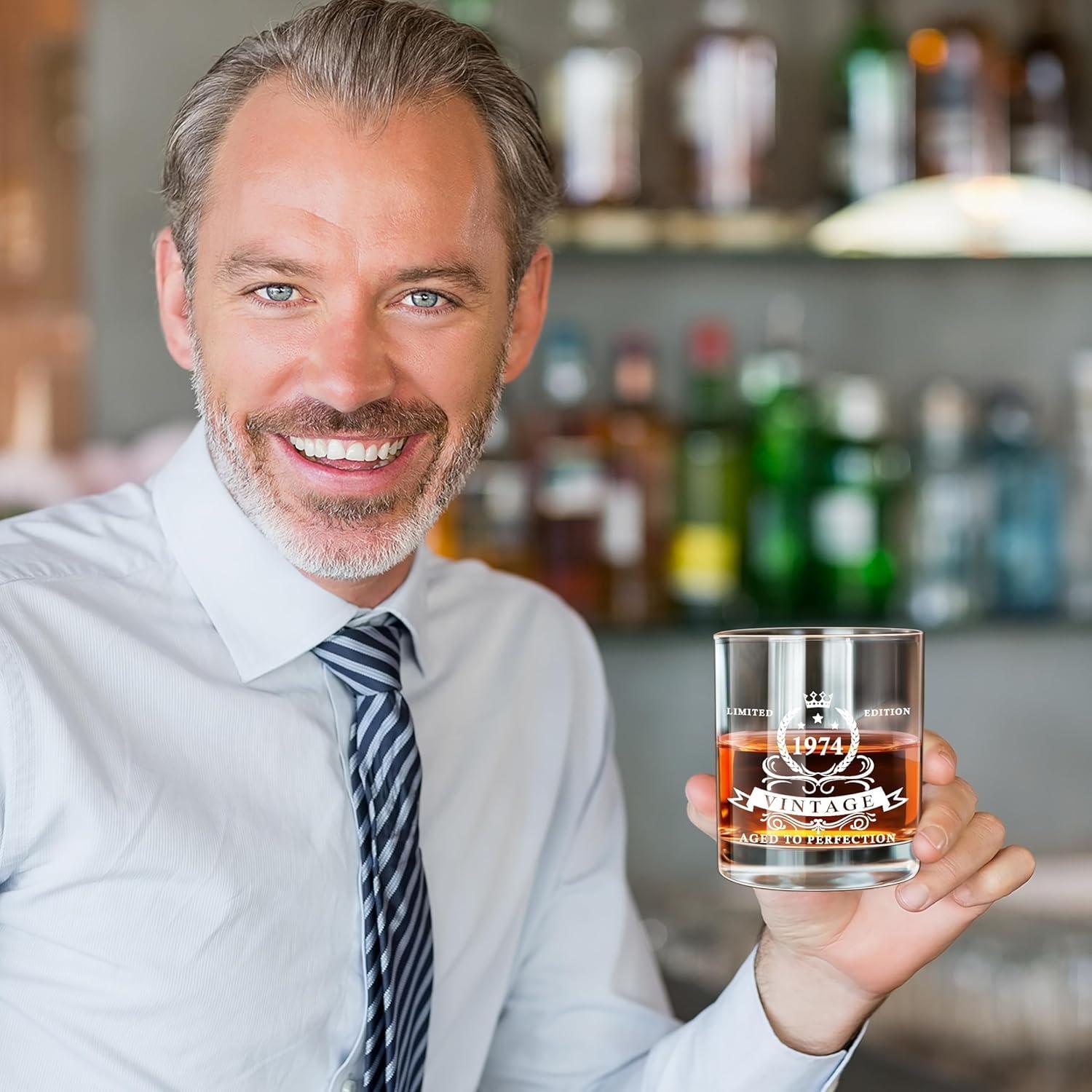 Whiskyglas 50. Geburtstag 1974 Bourbon Holzkiste Männer 360ml