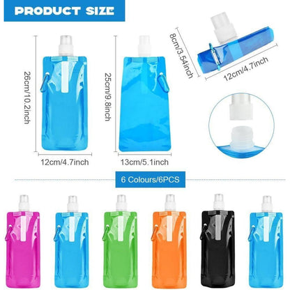 Faltbare Wasserflaschen 500ML BPA-frei Outdoor Sport 6 Stück