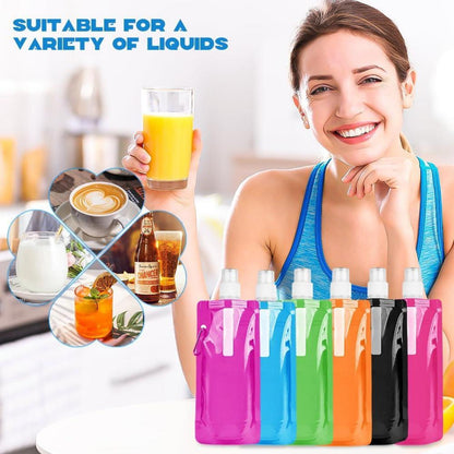 Faltbare Wasserflaschen 500ML BPA-frei Trinkflasche Outdoor Sport Set 6 Stk