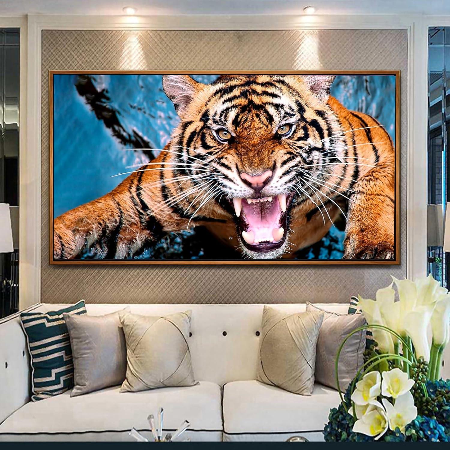 Diamond Painting Set 5D Diamantbilder Tiger Brüllen Wanddekoration