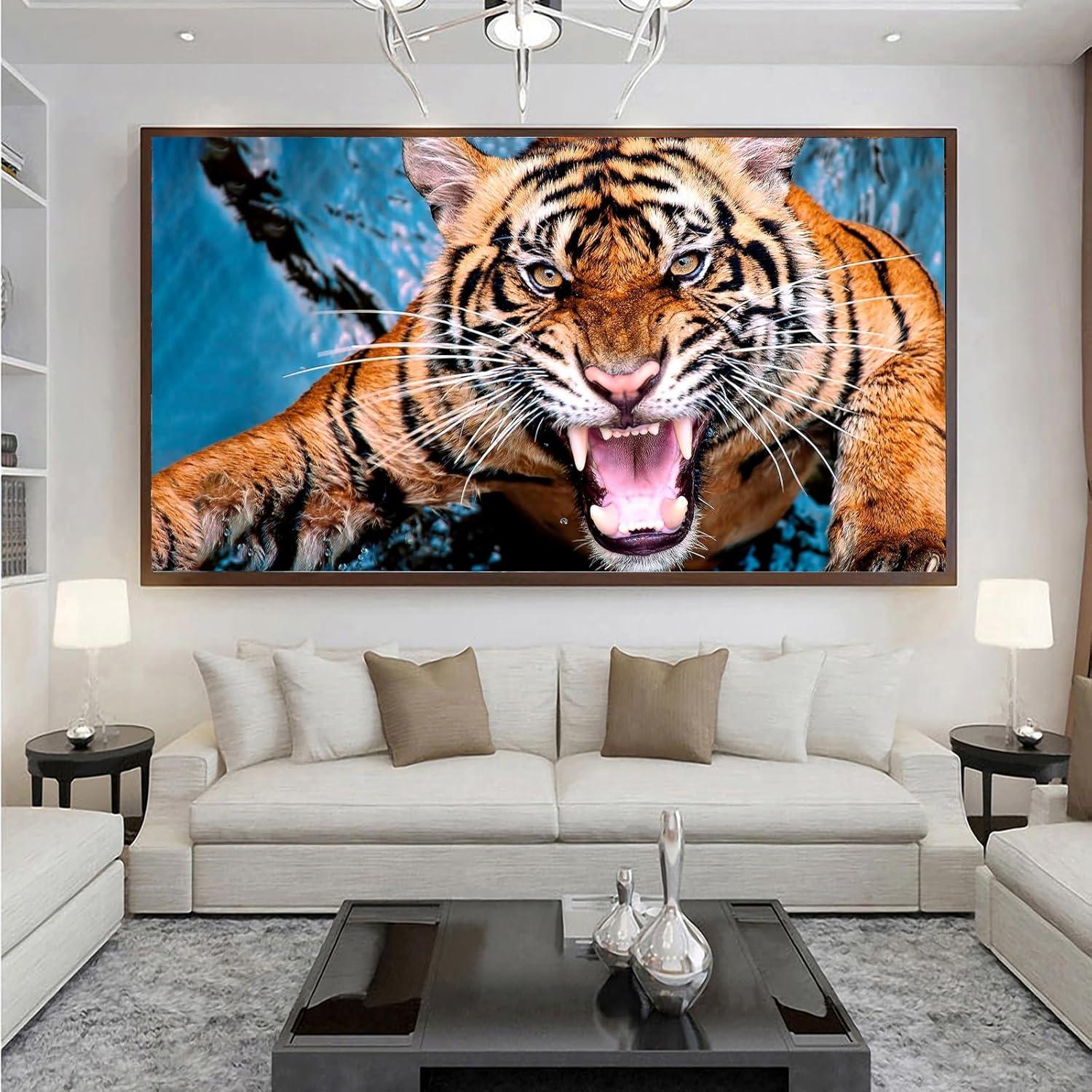 5D Diamond Painting Tiger Brüllen Großes Set XXL mit Zubehör 180x70cm