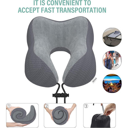 Reisekissen aus Memory Foam mit samtweichem Bezug, Dunkelgrau
