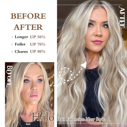 61cm Wellige Haarverlängerung Dunkles Aschblond mit Blond