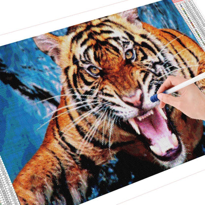 5D Diamant Painting Tiger Brüllen – Großes Bild 150x60cm