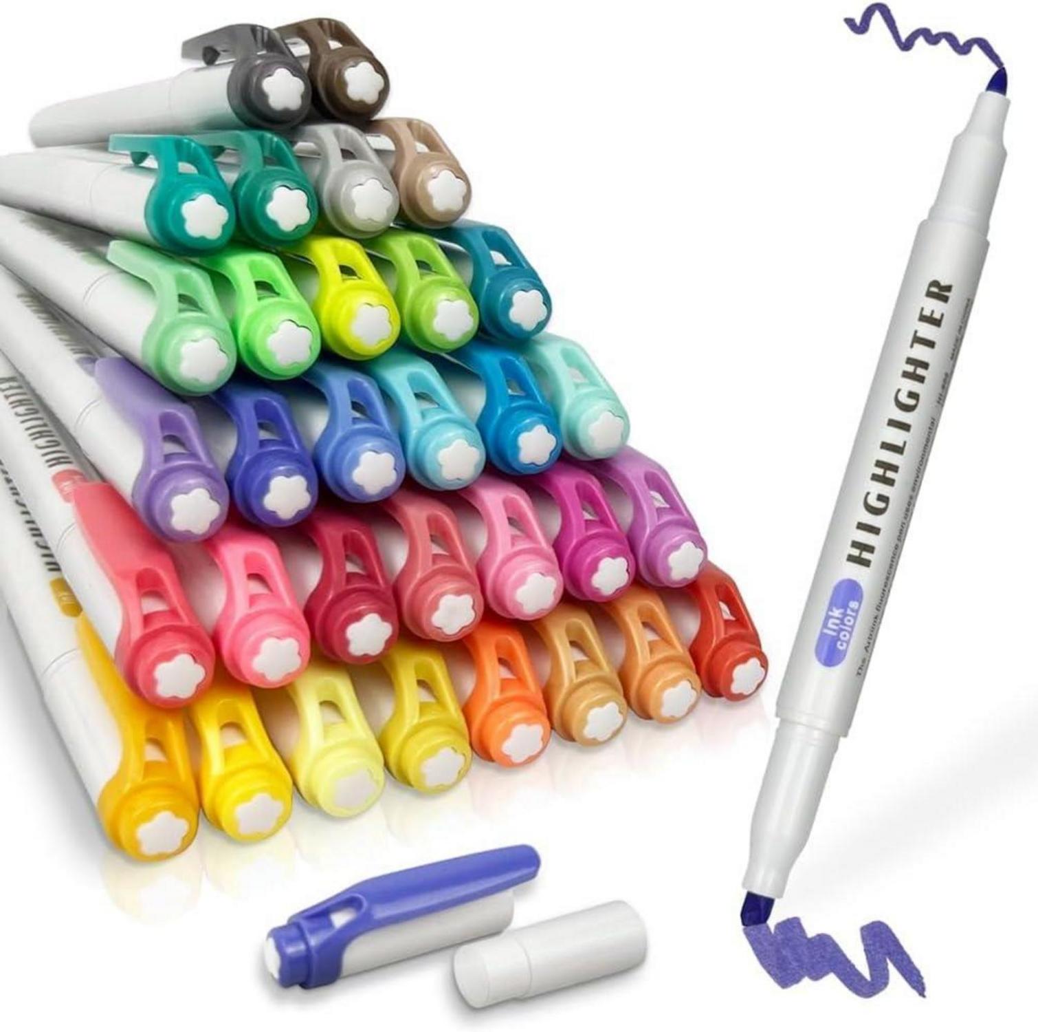32 Pastell Textmarker Marker Set mit Doppel-Spitzen - Highlighter Pen