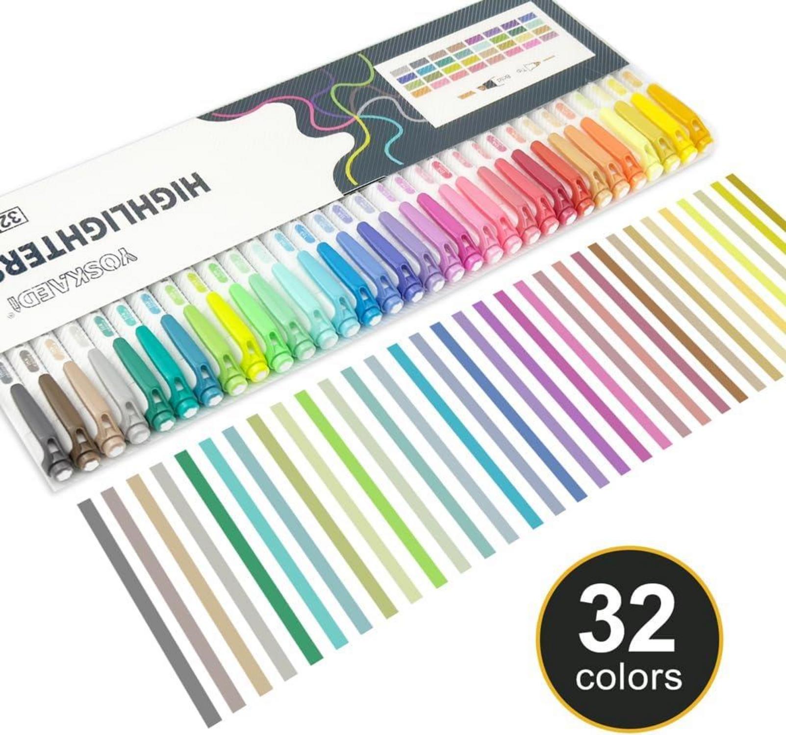 32 pastellfarbene YOSKAEDI Doppelkopf Textmarker Set