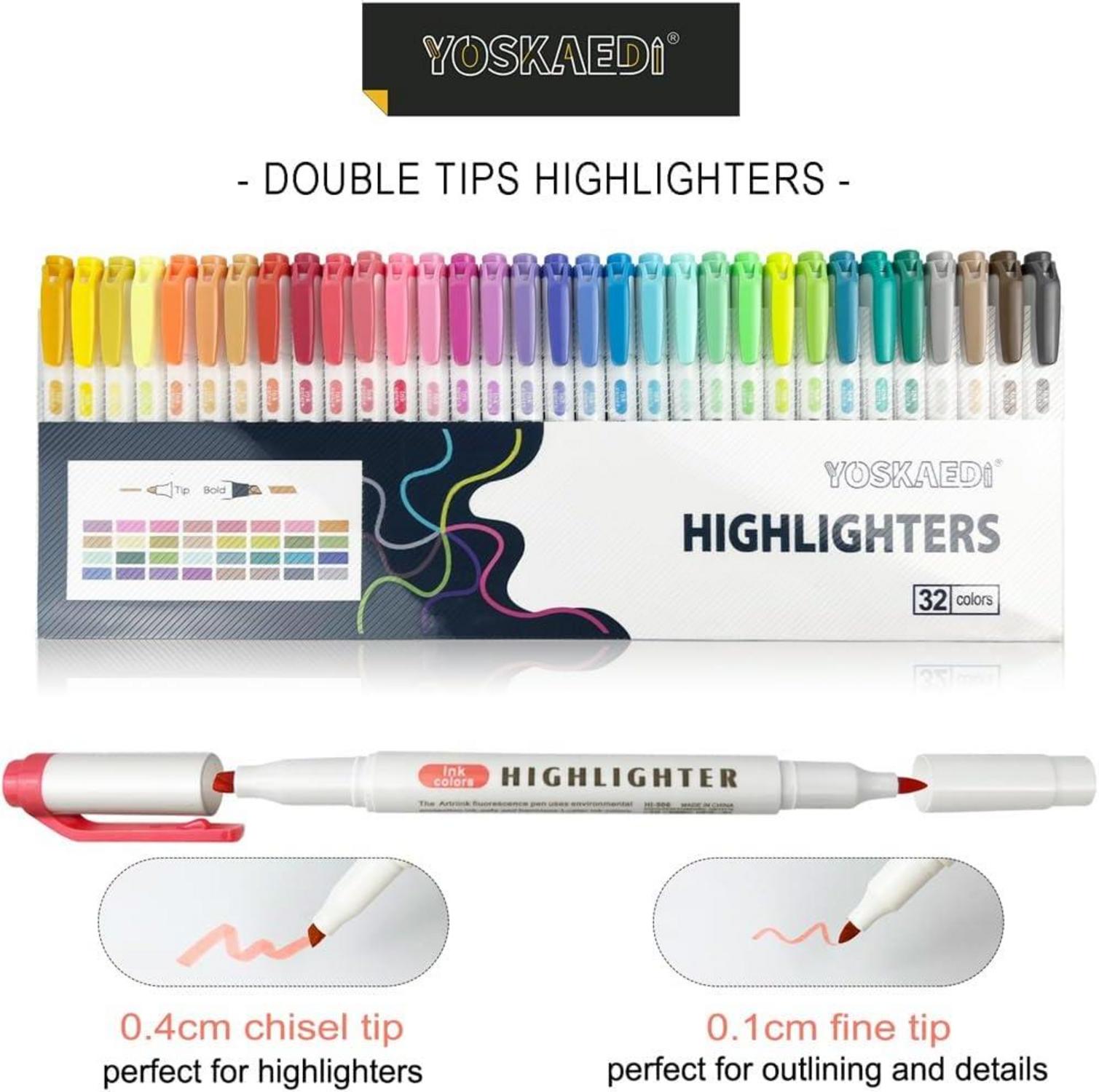 32 Pastell Textmarker Marker Set mit Doppel-Spitzen - Highlighter Pen