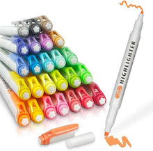 Textmarker Set mit 25 pastellfarbenen Markern und doppelten Spitzen