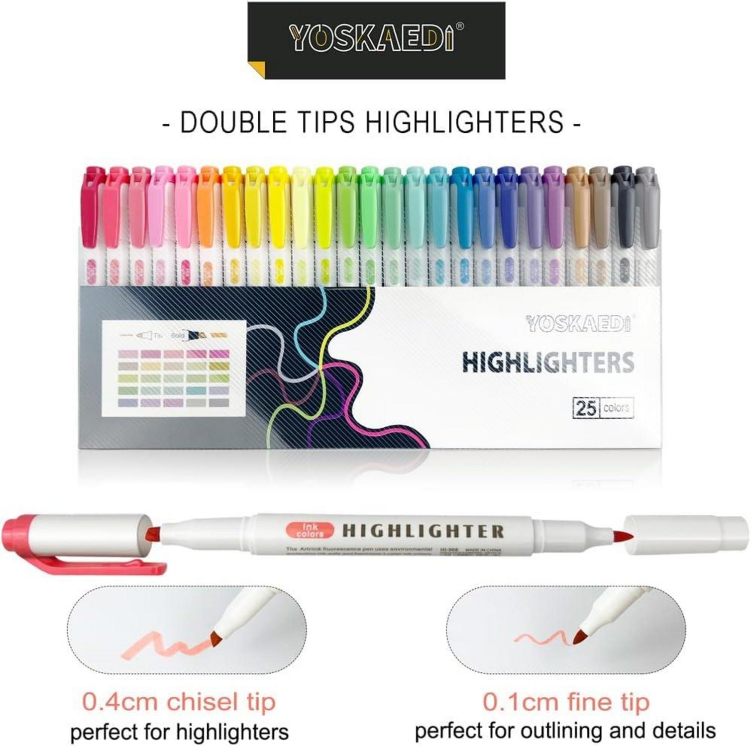 25 pastell textmarker marker set mit zwei Spitzen für Schule und Büro