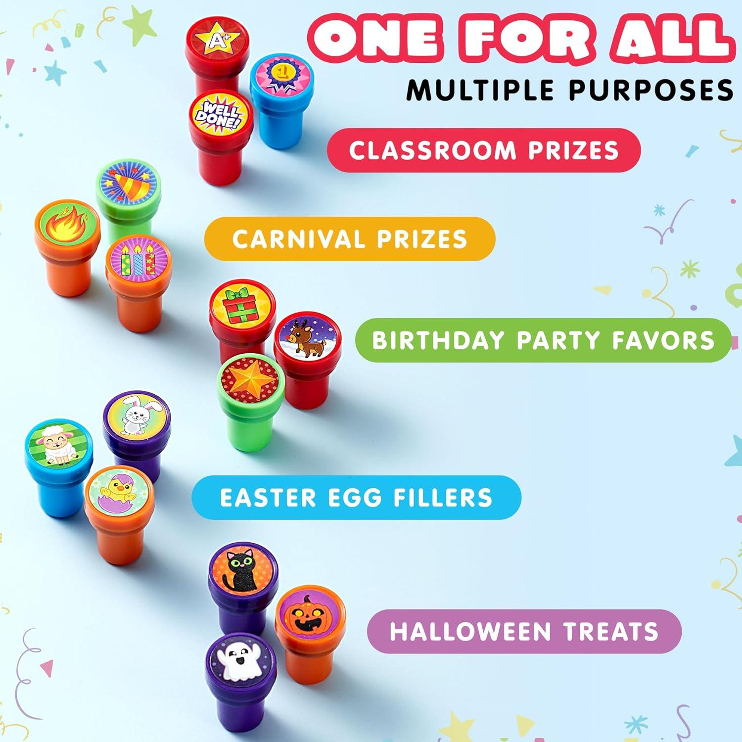 JOYIN 50 Stück selbstfärbende Stempel für Kinder – sortierte Designs für Geburtstage, Karneval, Schule, Goodie Bags