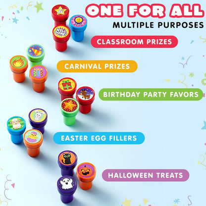 JOYIN 50 Stück selbstfärbende Stempel für Kinder – sortierte Designs für Geburtstage, Karneval, Schule, Goodie Bags
