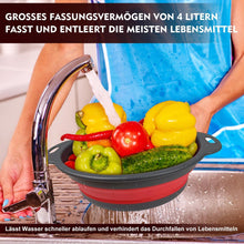 Faltbares Küchensieb Set 3-teilig Silikonfilter rot