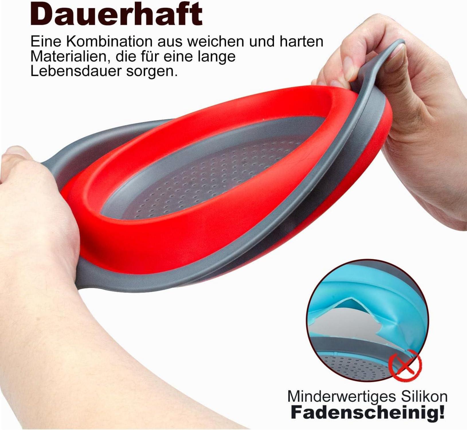 Faltbares Sieb 3er Set Silikonfilterkörbe Rot ø34/29/25cm