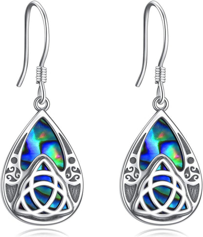 Keltische Knoten Ohrringe Sterling Silber mit Abalone Muschel
