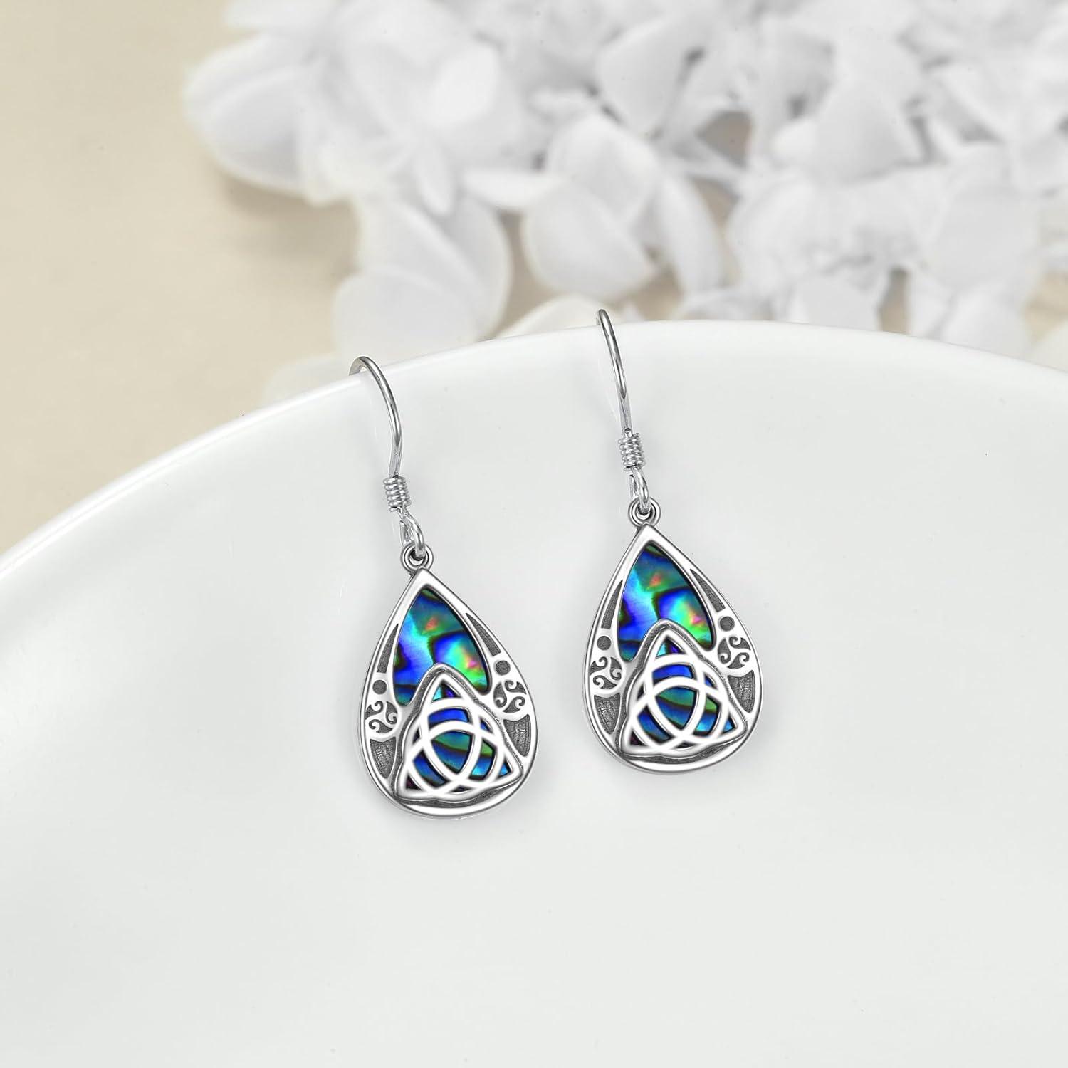 Keltische Knoten Ohrringe Sterling Silber mit Abalone Muschel