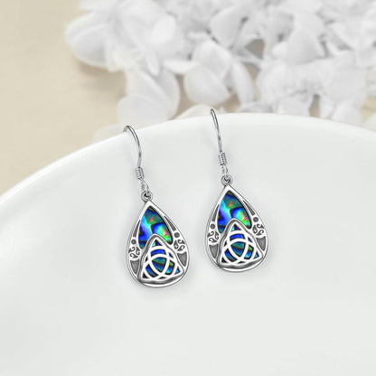 Keltische Knoten Ohrringe Sterling Silber mit Abalone Muschel