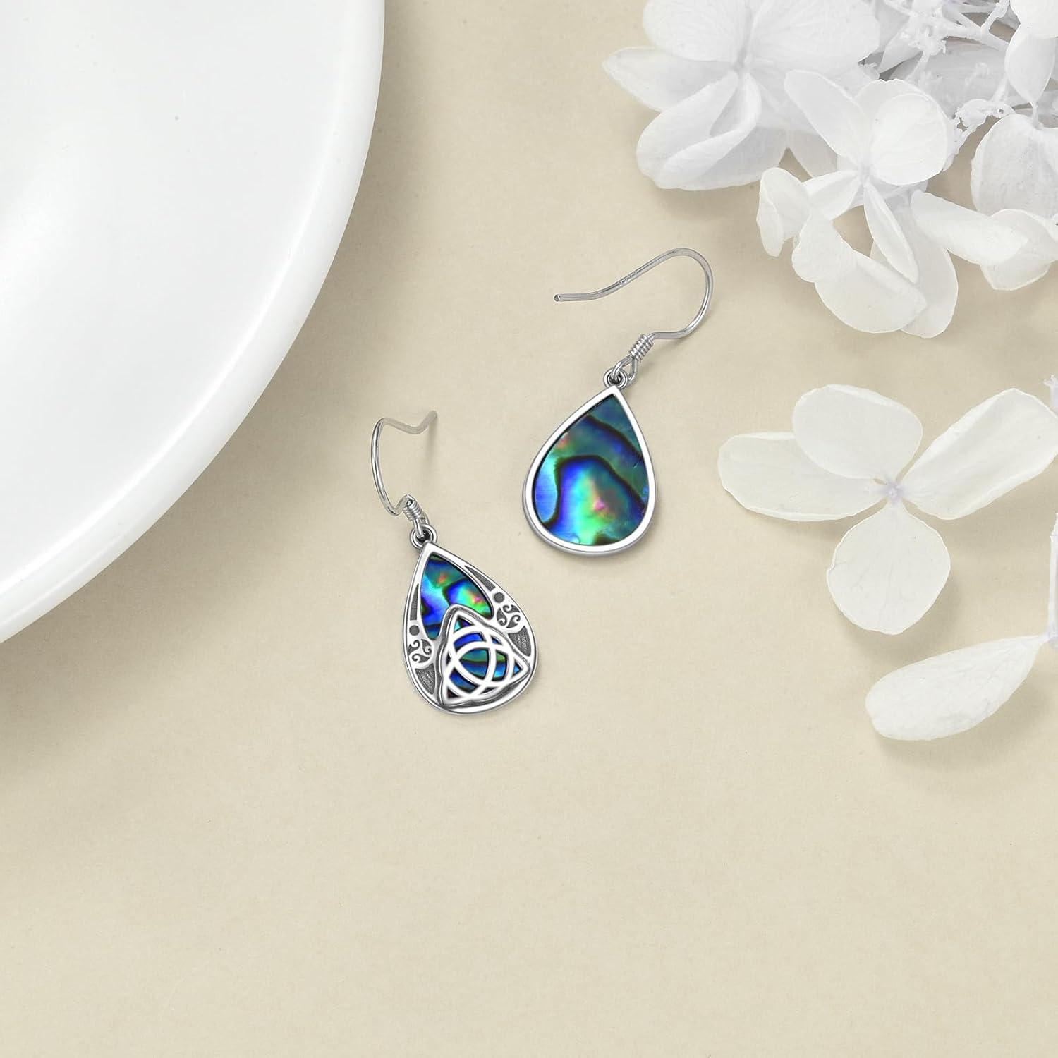 Keltische Knoten Ohrringe Sterling Silber Abalone Muschel Irischer Schmuck