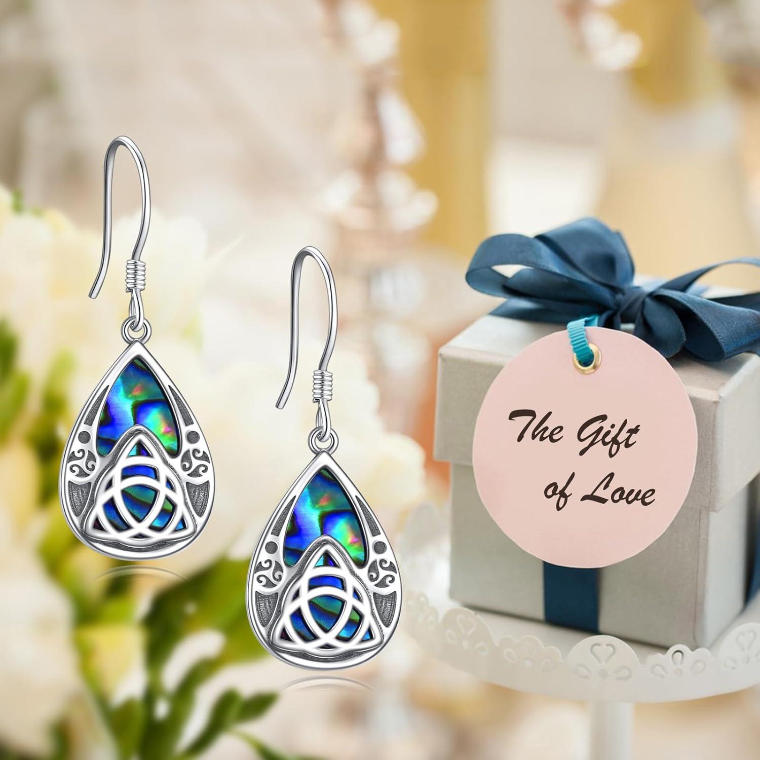Keltische Knoten Ohrringe Sterling Silber Abalone Muschel