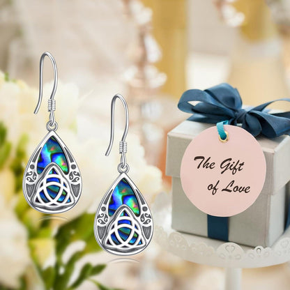 Keltische Knoten Ohrringe Sterling Silber Abalone Muschel