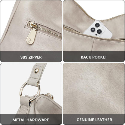 Damen Schultertasche Hobo Handtasche PU Leder Mittelgroß Grau Eleganz