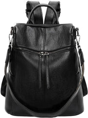 Rucksack Damen Klein Vegan Leder Schultertasche Elegant Schwarz