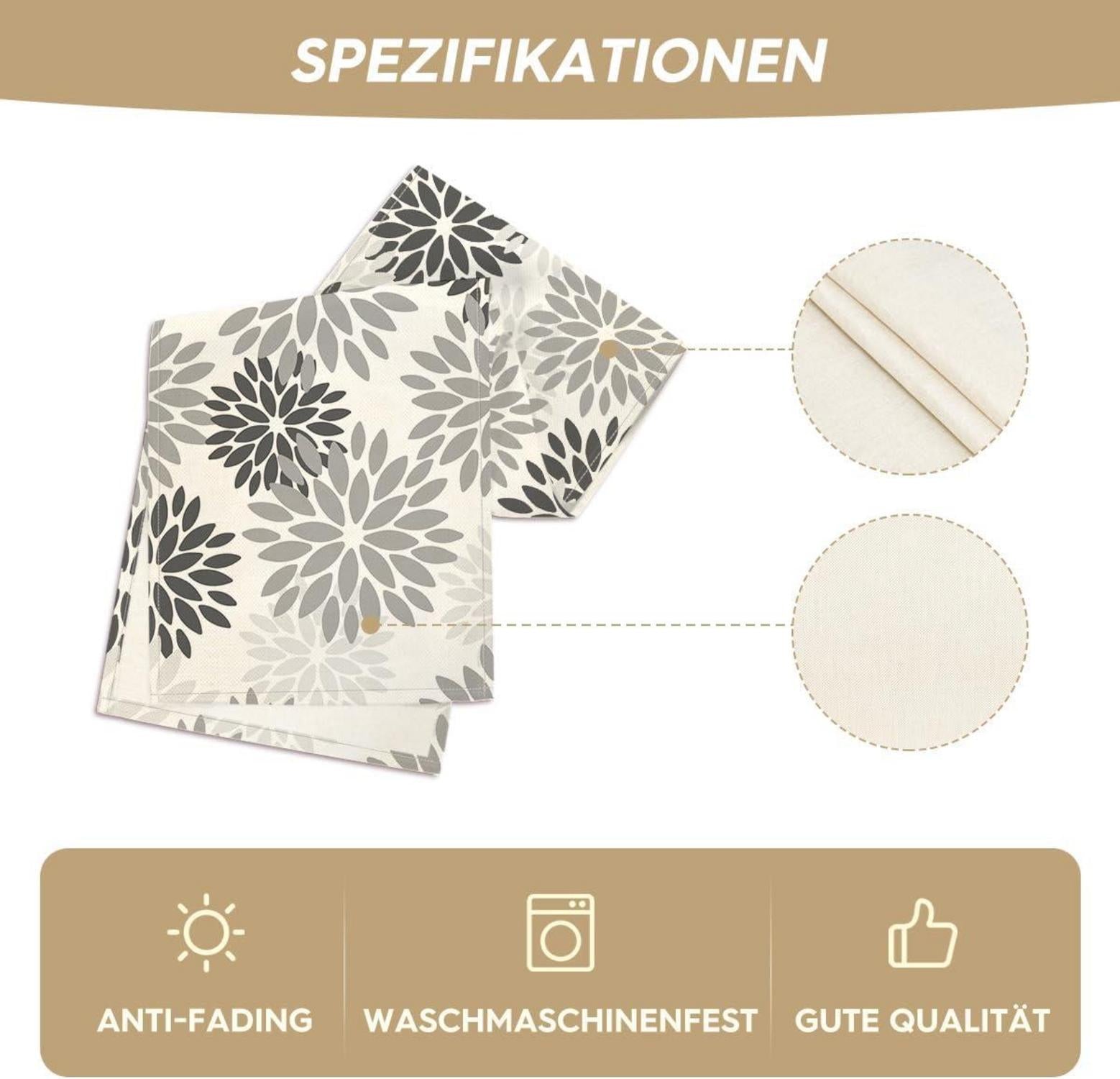 Dahlien Tischläufer Grau Herbst Dekoration 40x140 cm Artoid Mode