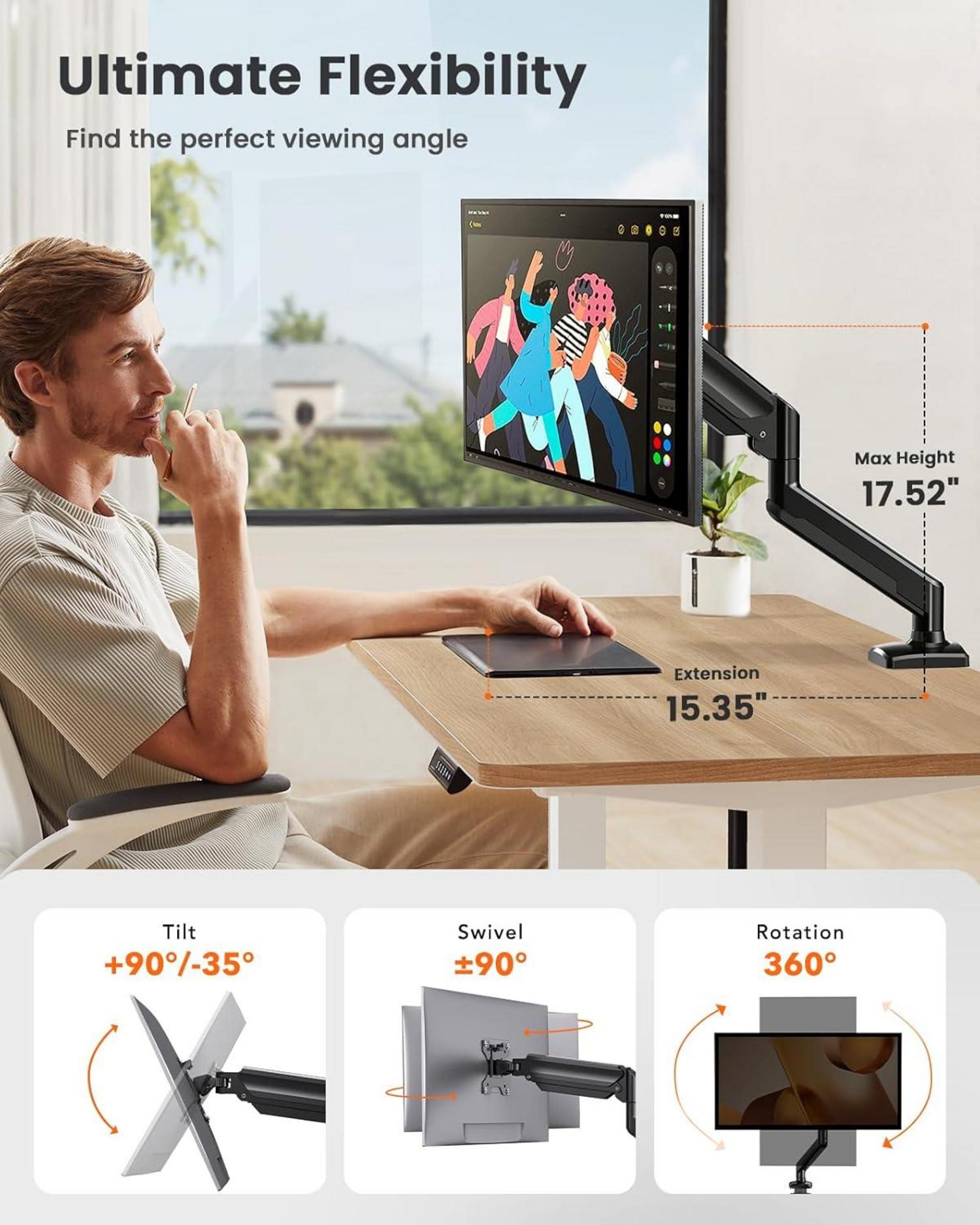 ErGear Monitor Halterung Gasfeder für 13-32 Zoll Bildschirme bis 10kg