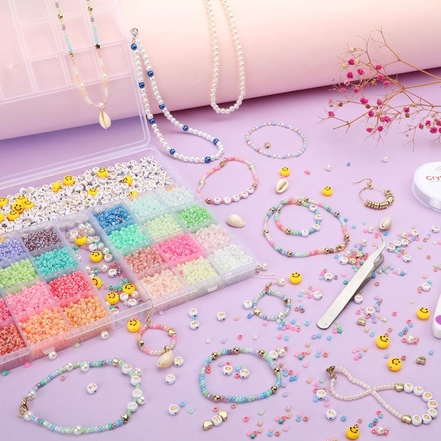Perlen zum Auffädeln Set 12200 Stück 3mm DIY Armband Halskette Beads Kit