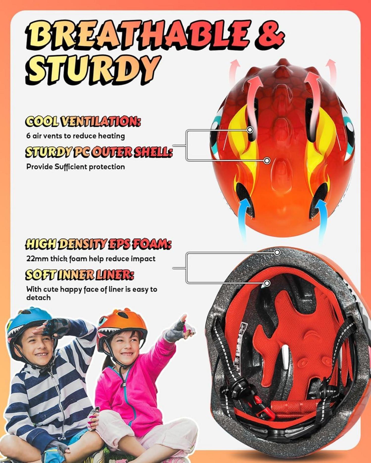 Fahrradhelm Kinder Cartoon 3D Skateboard Rollschuh Rot