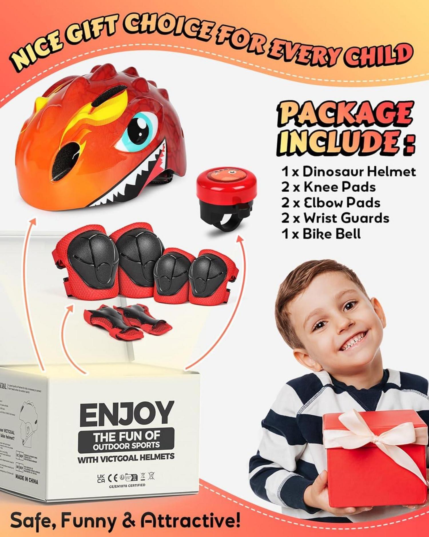 Fahrradhelm Kinder Cartoon 3D Skateboard Rollschuh Rot Klingel