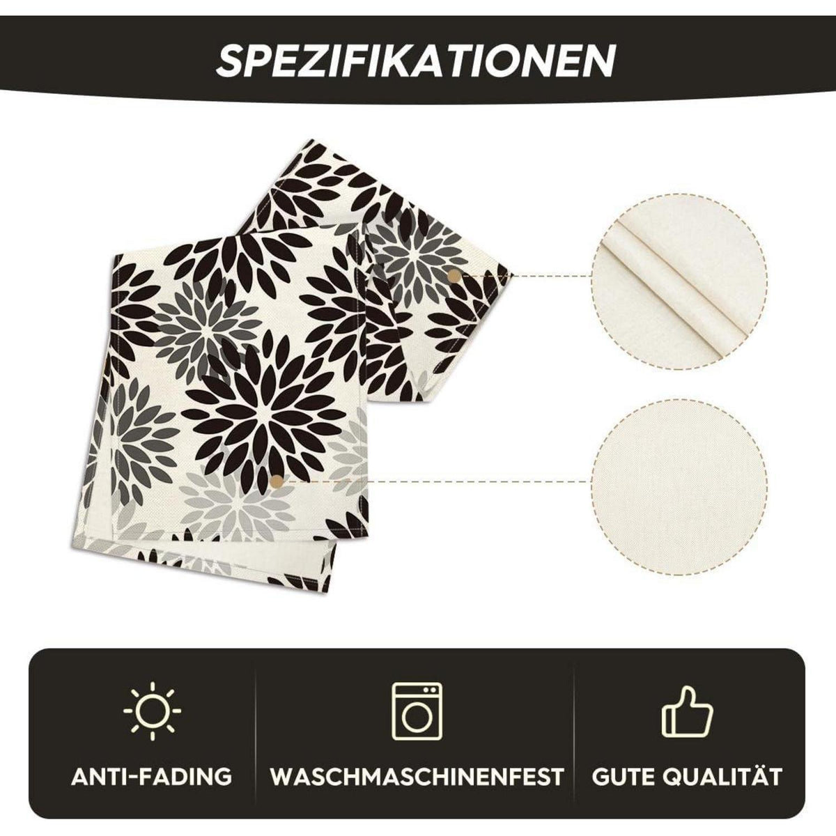 Tischläufer Schwarz Dahlie Blumen Halloween Herbst 40x140 cm