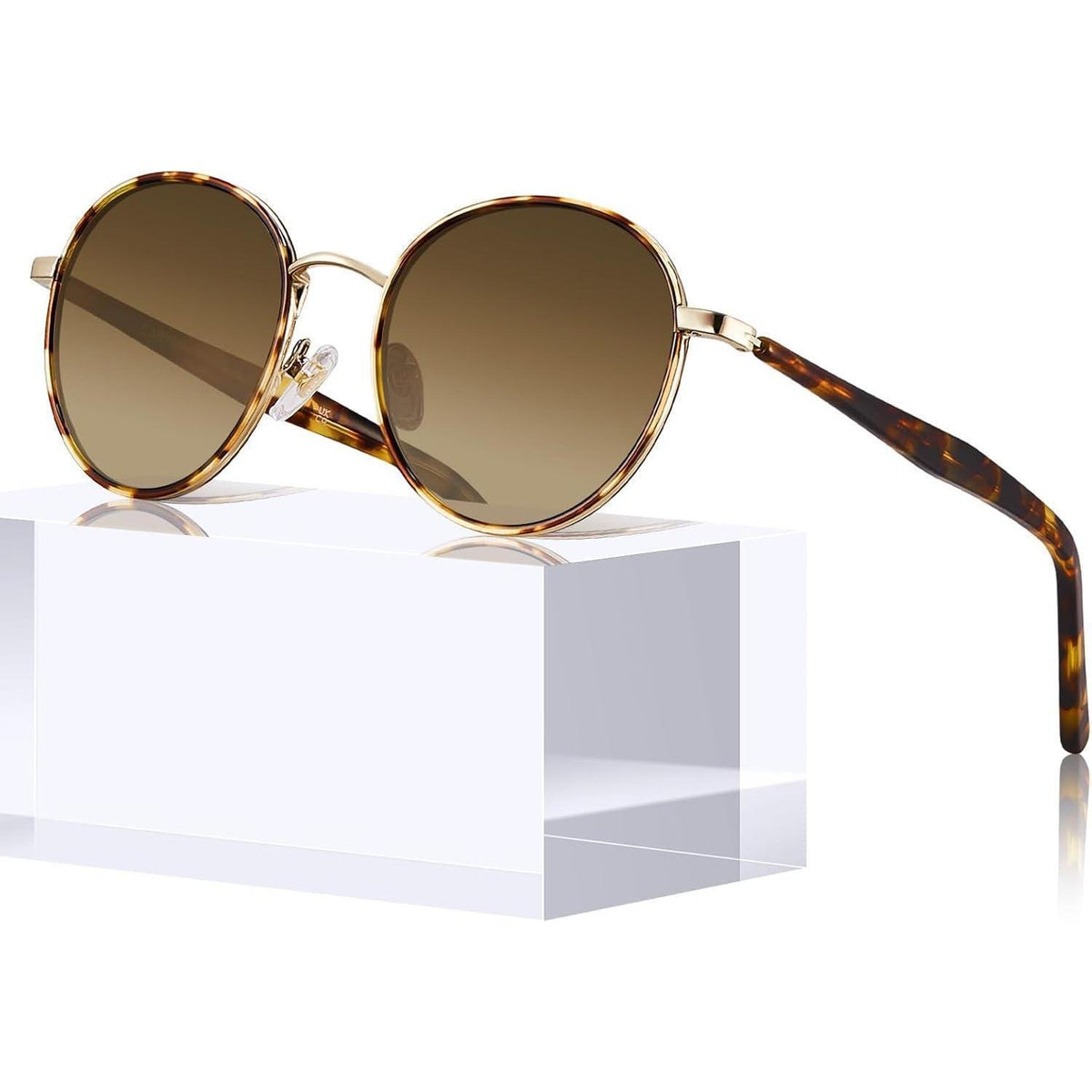 Vintage Runde Damen Sonnenbrille Polarisiert UV400 mit Etui