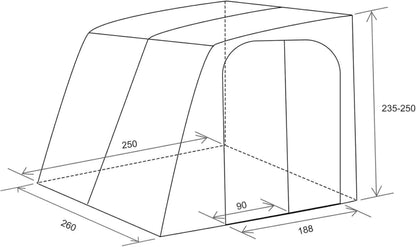 Weekender Fiberglas-Markise 260 cm für Wohnwagen & Wohnmobil