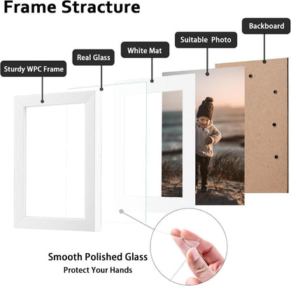 White A5 Picture Frames 4 Pack Acrylic Wood Table Wall Mount ECO Friendly